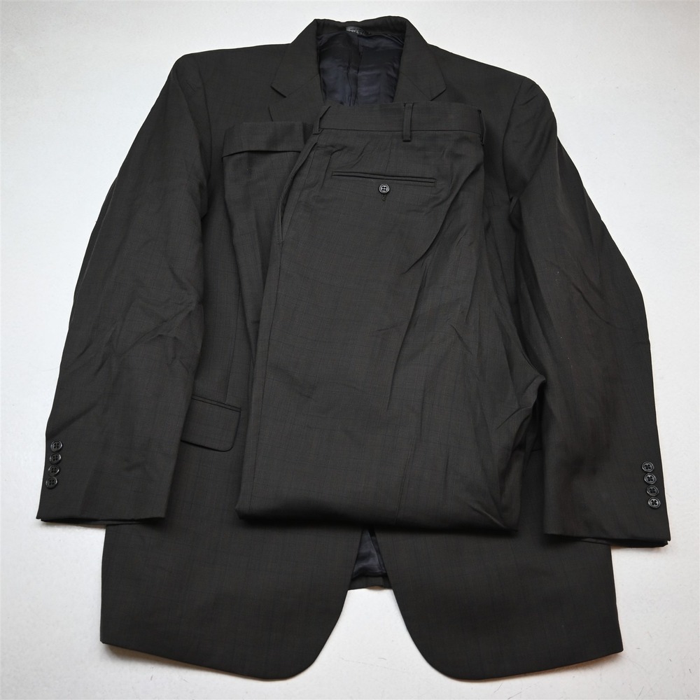 Jos A Bank 48L 38x32 Brown Check 100% Wool Gordon Mens Jacket Pants Suit